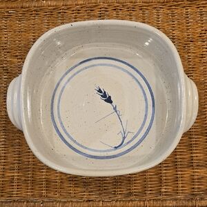 HANDMADE Vintage Glazed Pottery Casserole Dish